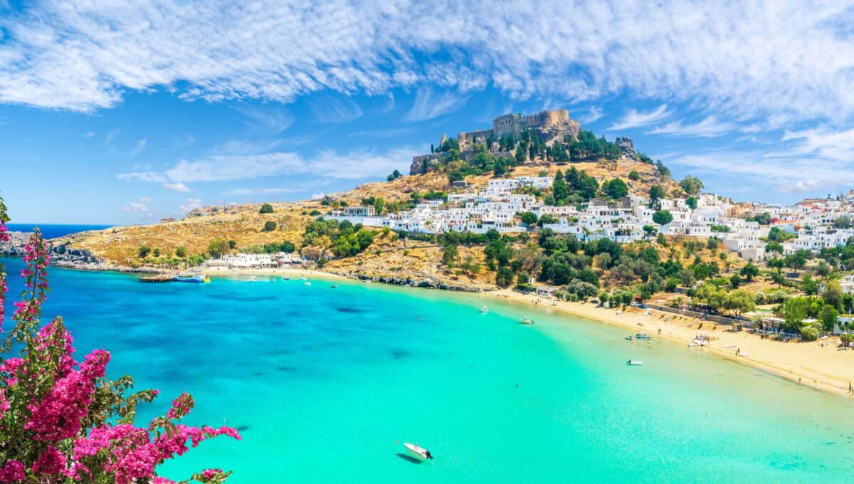 Panorama Lindos na wyspie Rodos