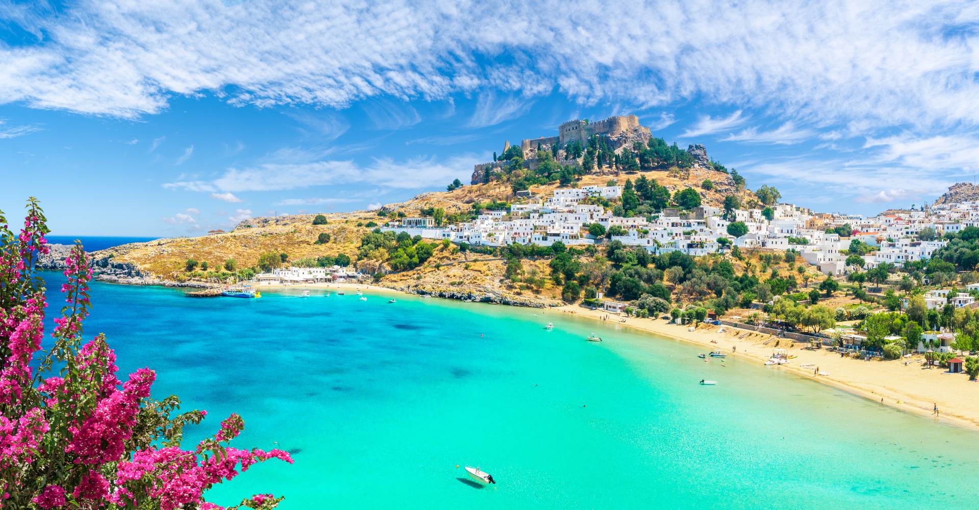 Panorama Lindos na wyspie Rodos